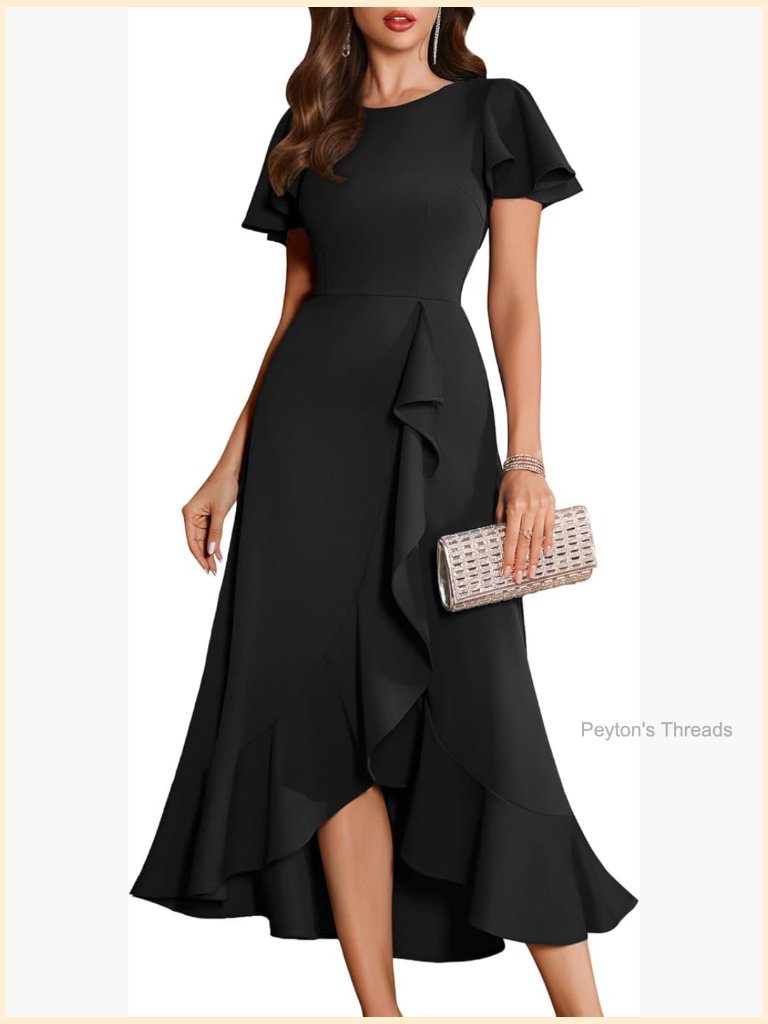 Flutter Short Sleeve Formal Party Dress With Layered Ruffles